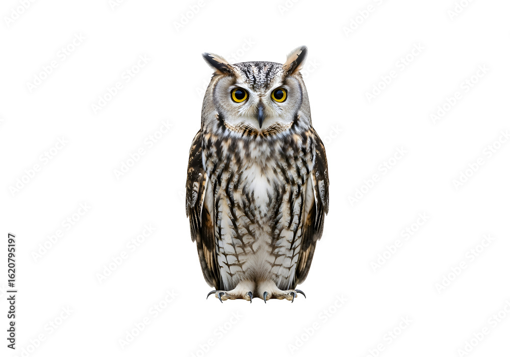 Fototapeta premium Detailed close-up of an owl against a black background.