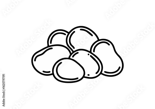 icon of chicken nuggets in minimalist style, outline illustration, copy space