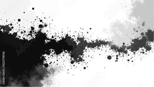 Abstract Black Ink Splatter on White Background for Artistic Designs. Abstract Black Ink Splatter Background.