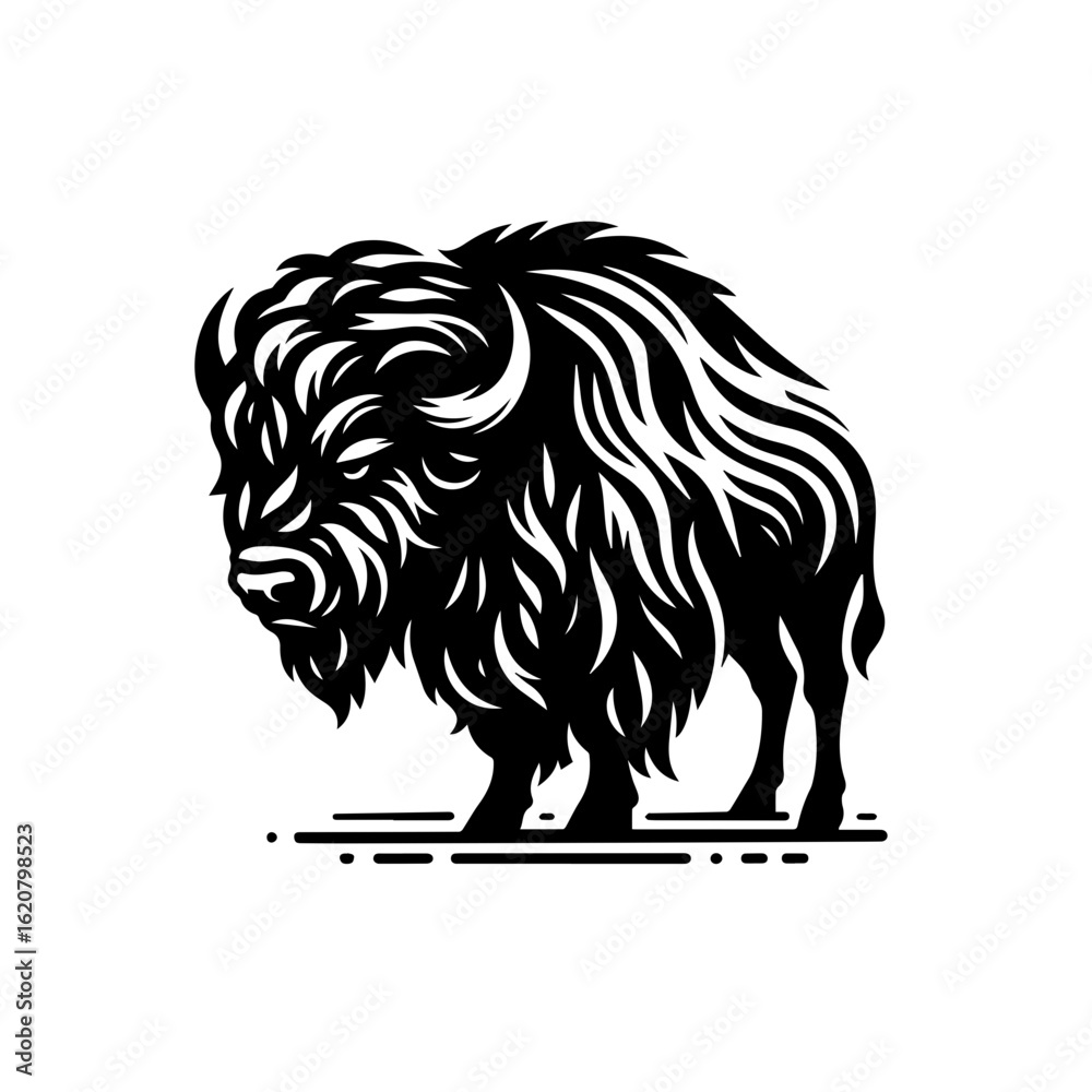 Fototapeta premium Powerful bison standing tall isolated on white background
