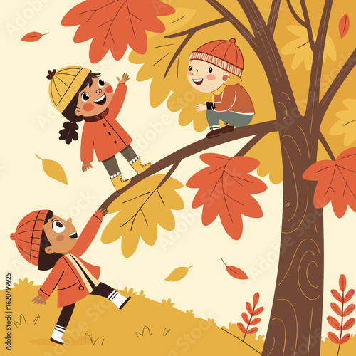 Autumn, the season of fun. an adorable little girl doing cartwheels an autumn day outdoors coloring page vector illustration 