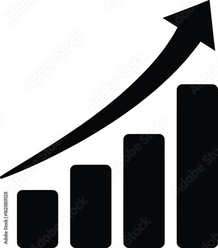 Vector illustration of a business chart showing upward growth and success in financial performance and market investment