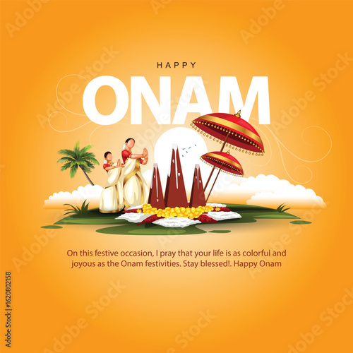 Kerala festival happy Onam, use for poster, leaflet , banner. abstract vector illustration design