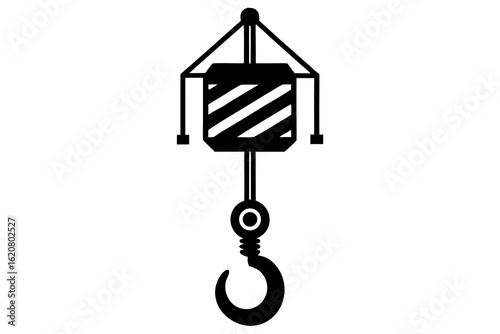 Heavy-Duty Industrial Crane Hook with Pulley Icon