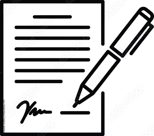 Vector illustration of signing a contract or agreement with a pen, representing business deals and legal documents