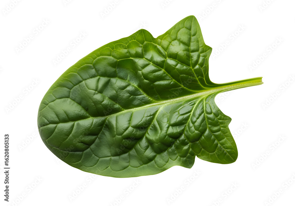 Obraz premium Close-up of a vibrant green spinach leaf.