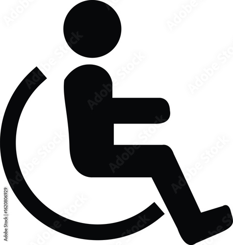 Black silhouette of person in wheelchair on white background disability accessibility