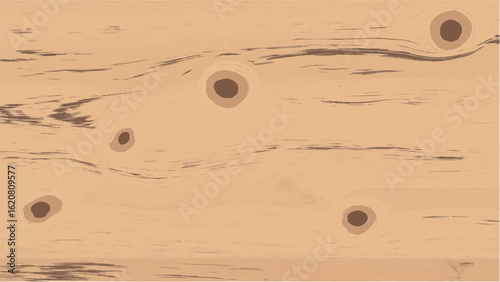 Seamless Brown Wooden Texture with Natural Grain Patterns and Knots. Wooden Background. Vector Illustration.