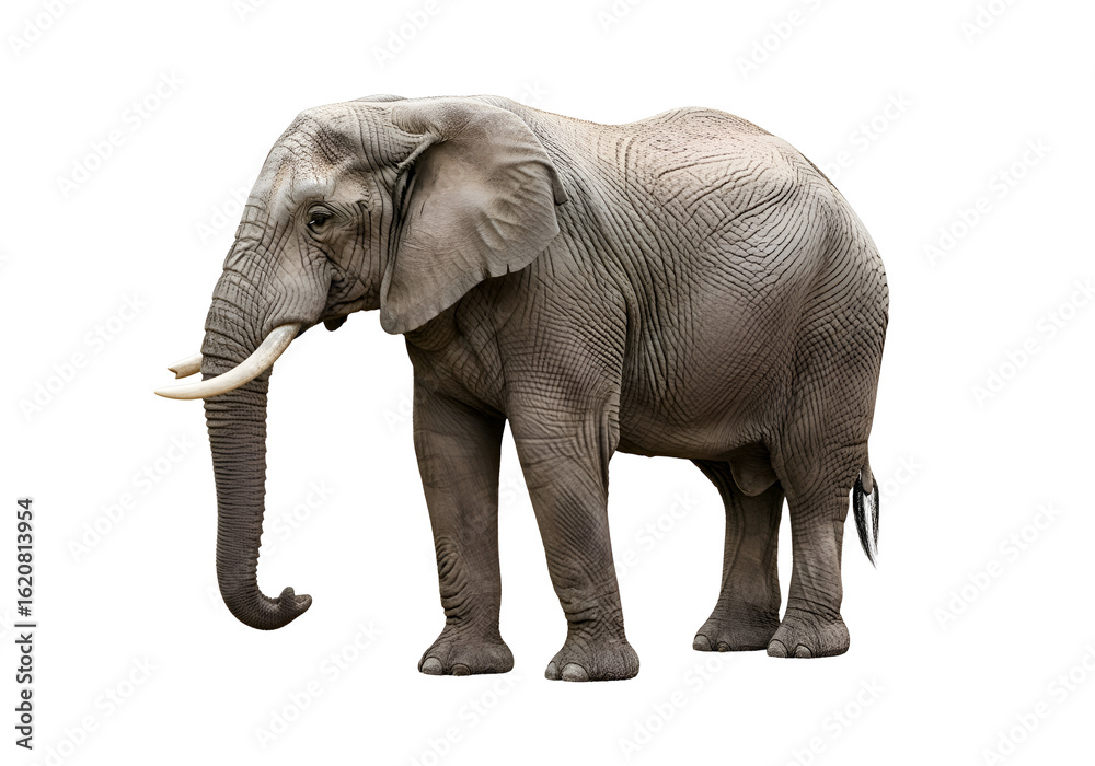 Fototapeta premium Grey elephant against a black background.