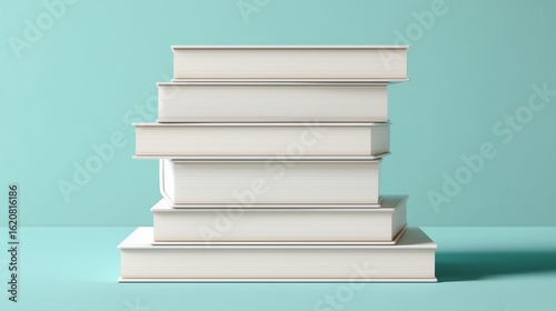 Stack of White Books with Blank Spines on Pastel Background – Minimal Clean Design Template