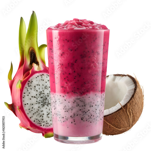 Dragon Fruit and Coconut Smoothie with Whole Fruits
