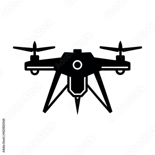Black silhouette of a quadcopter drone aerial vehicle