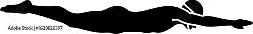Silhouette of swimmer performing freestyle stroke