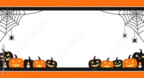 Spooky Halloween Pumpkins and Spiderwebs Festive Decoration Background