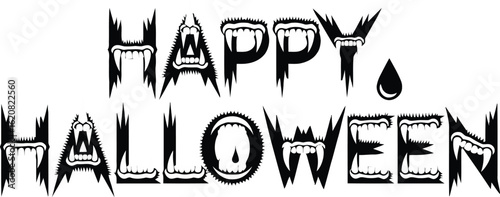 Scary Halloween Typography Monster Font Vector .