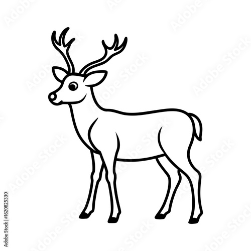 Minimalist reindeer illustration in clean line art style for holiday season visuals Vector illustration