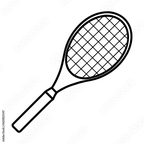 Tennis racket sports icon in line art style great for athletics and match visuals Vector illustration
