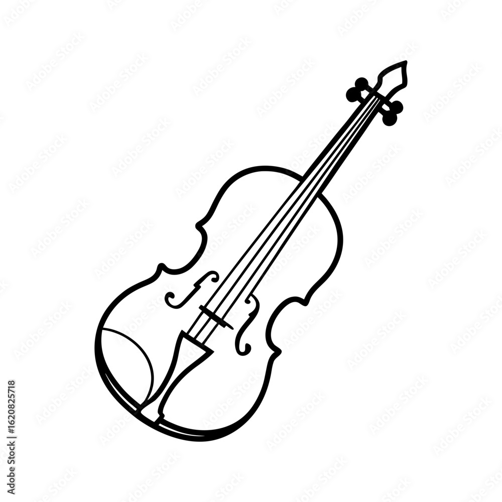 Obraz premium Stylized violin line art musical string instrument for classical themes Vector illustration