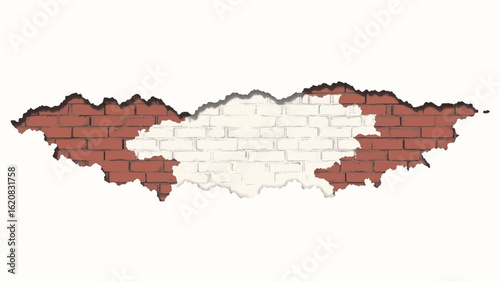 Aged Brick Wall with Texture and Weathered Details. Damaged Brick Wall. Vector Illustration.