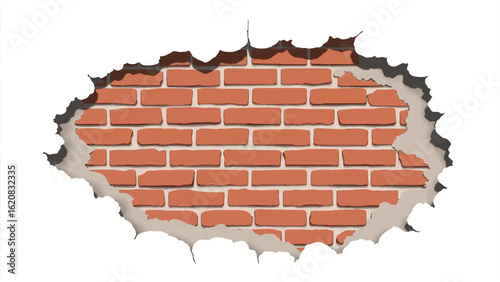 Aged Brick Wall with Texture and Weathered Details. Damaged Brick Wall. Vector Illustration.