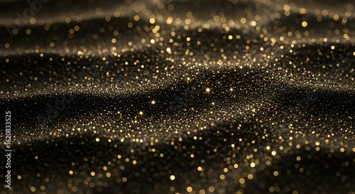 Black Sand with Glowing Golden Sparkles in Macro