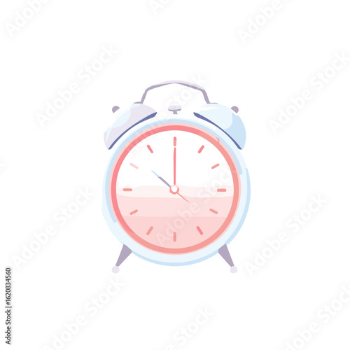 A charming illustration of an alarm clock with a light color palette.
