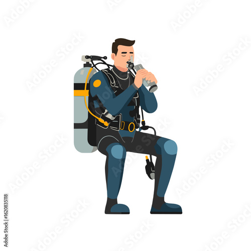 A diver preparing for underwater exploration.