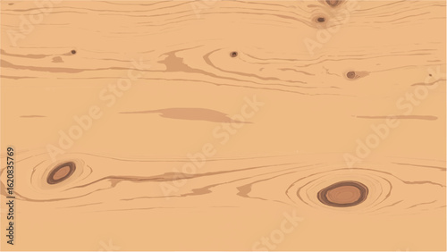Wooden surface with natural knots and grain pattern. Wood texture. Wooden background. Vector illustration.