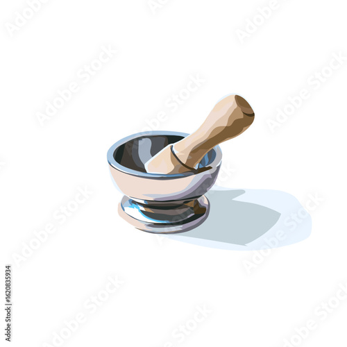 Mortar and pestle ready for use.