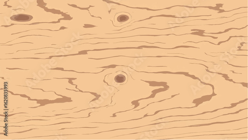 Wooden surface with natural knots and grain pattern. Wood texture. Wooden background. Vector illustration.