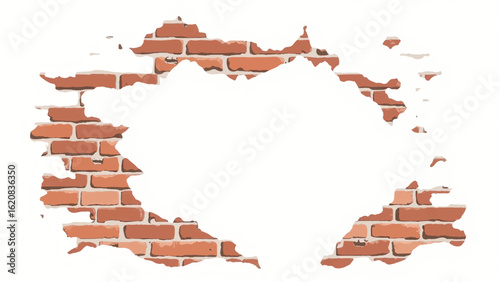 Aged Brick Wall with Texture and Weathered Details. Damaged Brick Wall. Vector Illustration.
