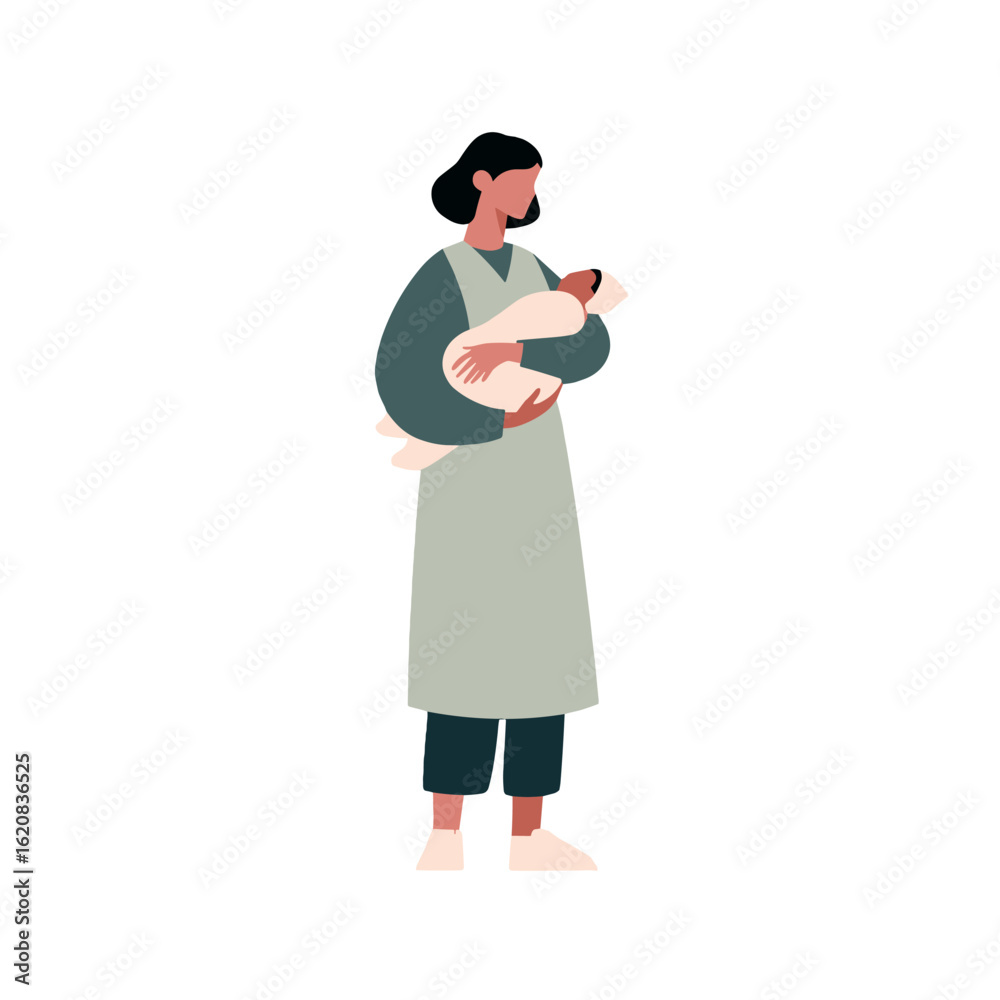 A mother tenderly cradles her newborn baby. A mother tenderly cradles her newborn baby.