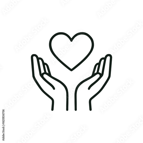Hands holding a heart icon symbolizing care and love
