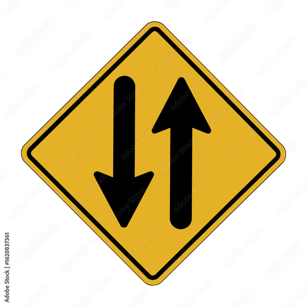 two way traffic sign yellow road arrow vector icon two way traffic sign yellow road arrow vector icon