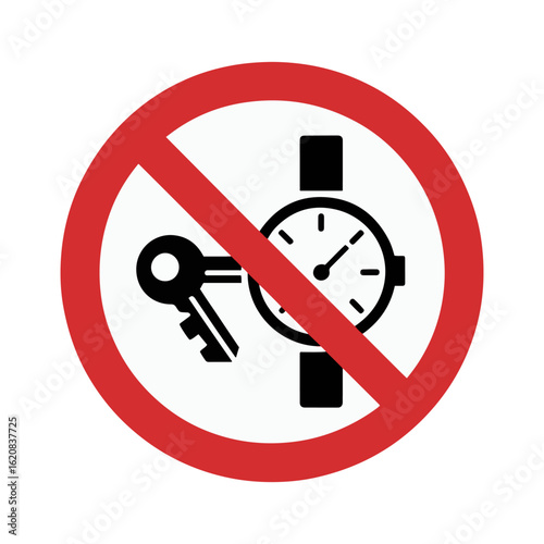no watches and no metallic items prohibition sign