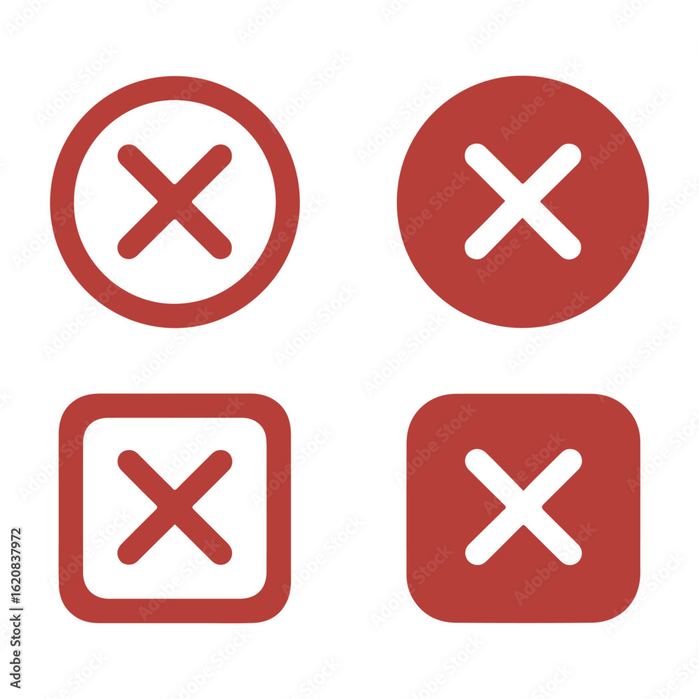 Fototapeta premium red cross mark icon set round and square symbols