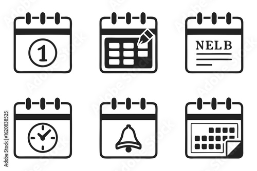 Calendar Icons Set for Planning and Scheduling.