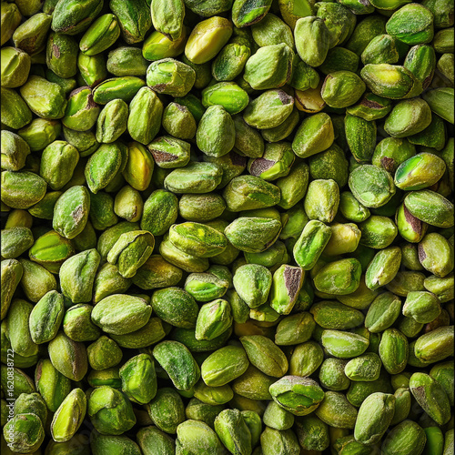 Pistachio nuts on the white background