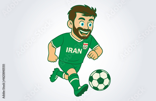 Iran Soccer or Footbll Player Mascot Cartoon Character Template
