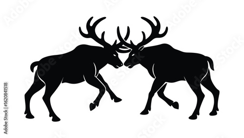 Wrestler elk  silhouette vector