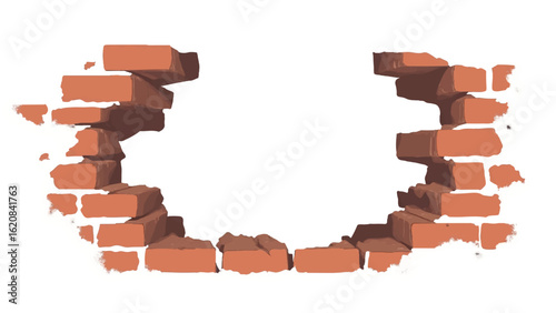 Aged Brick Wall with Texture and Weathered Details. Damaged Brick Wall. Vector Illustration.
