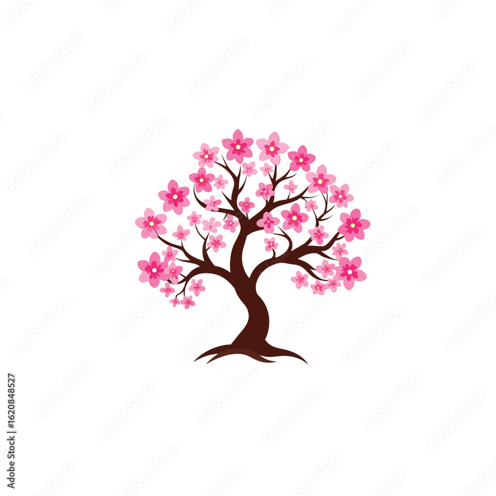 Obraz premium Cherry blossom tree icon on white background
