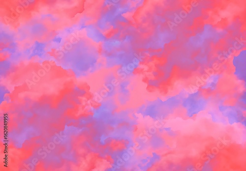 Purple pink sunset sky orange blue clouds background nature..