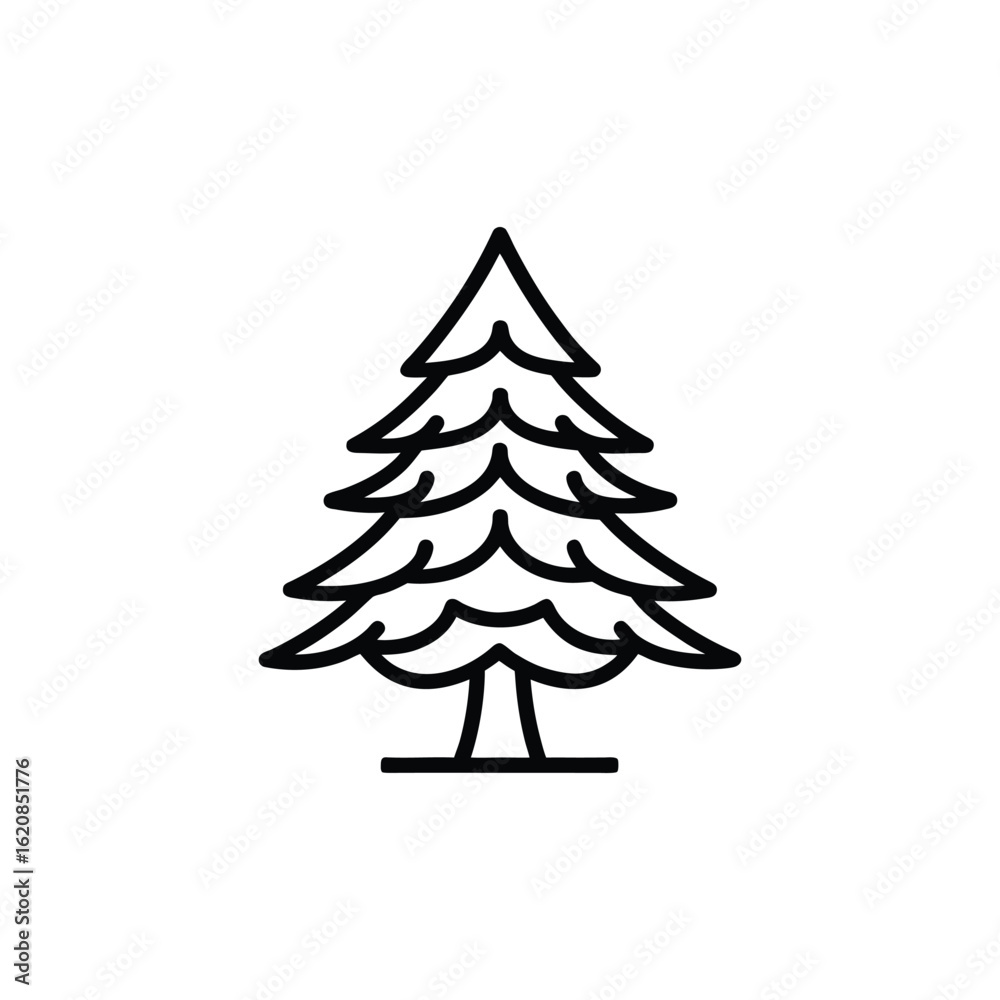 Fototapeta premium Simple pine tree outline icon on white background