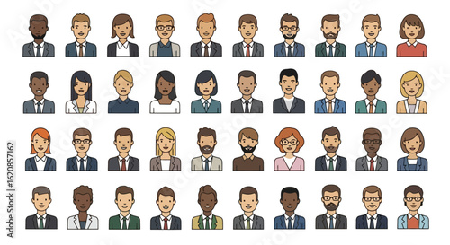 Diverse professional avatars smiling diverse people business people vector