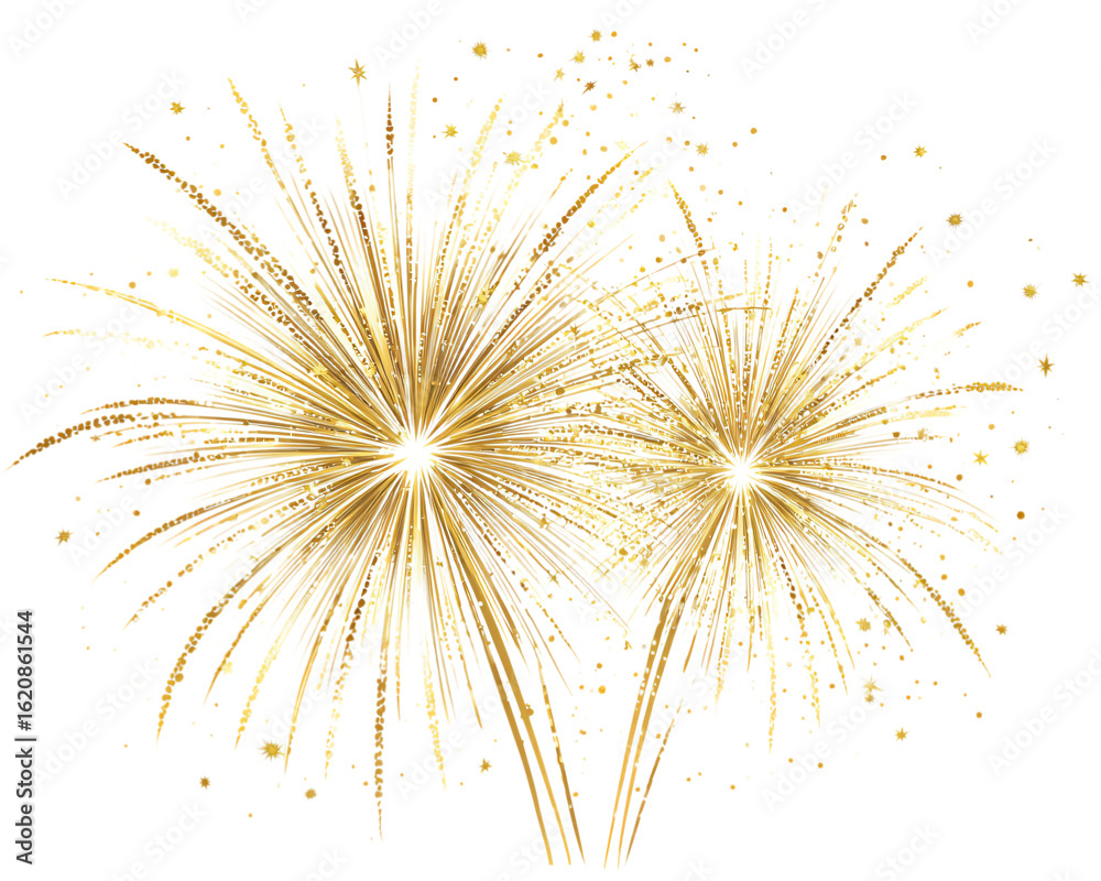 Obraz premium Celebrate with dazzling golden fireworks bursting in a spectacular festive display