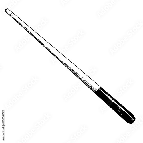 Vintage sketch of a pool cue with a sleek handle design  