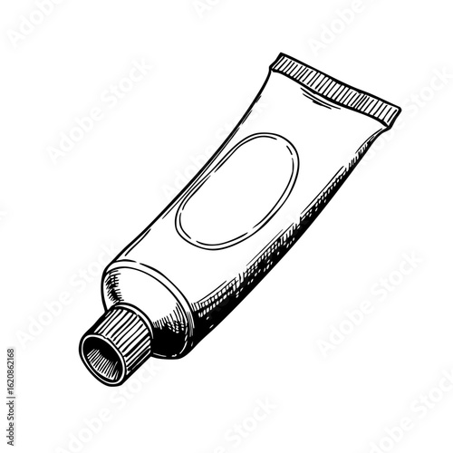Vintage sketch of a toothpaste tube with cap  