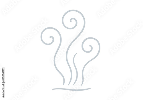 abstract light gray steam or aroma swirls rising gently on white background