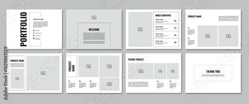 Modern Minimalist Architecture Portfolio Template | A4 Landscape Layout for Architects & Designers